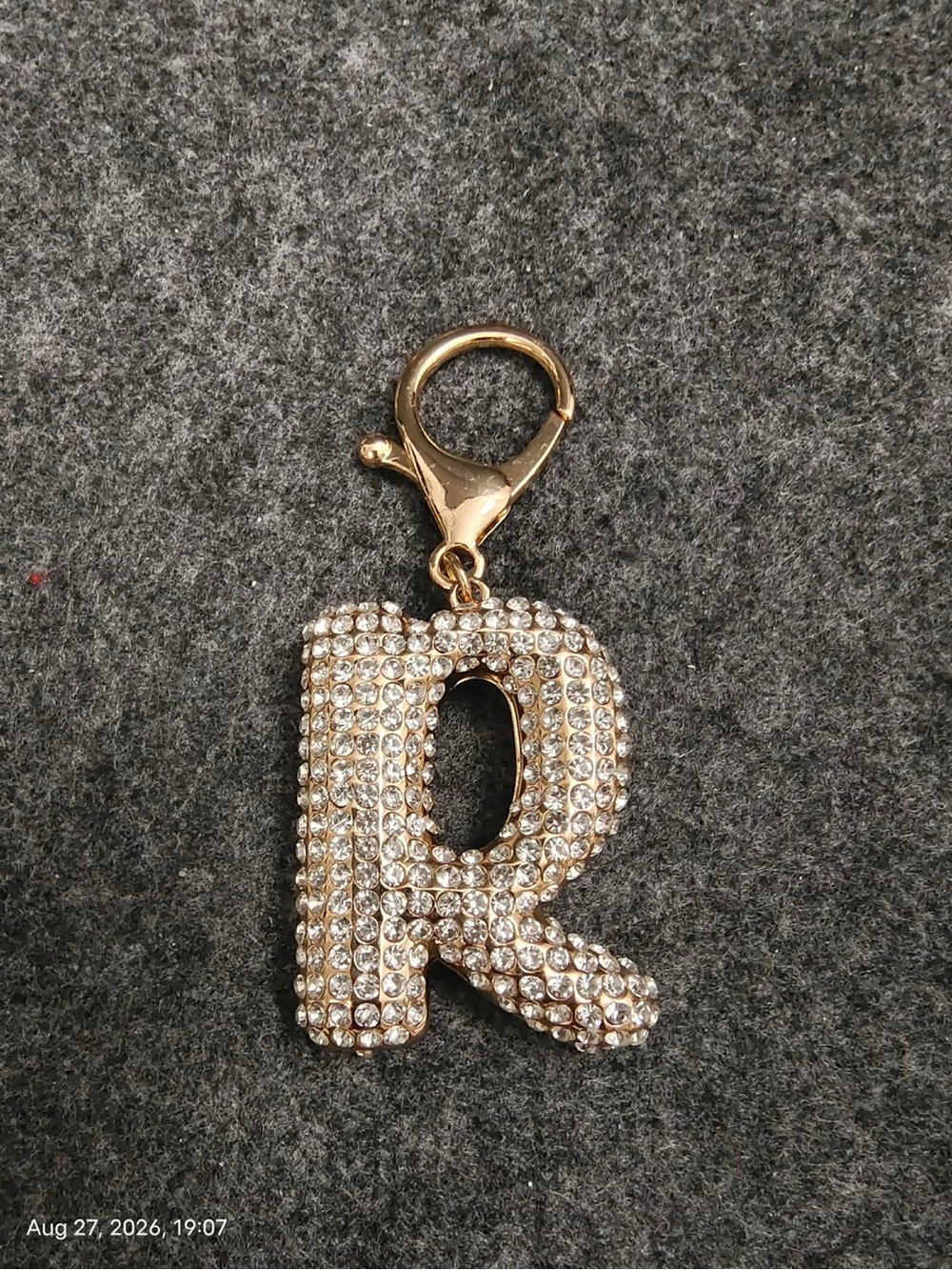 NWOT Leith Pavé Initial Bag Charm Gold Crystal 'R' Initial Keychain Charm